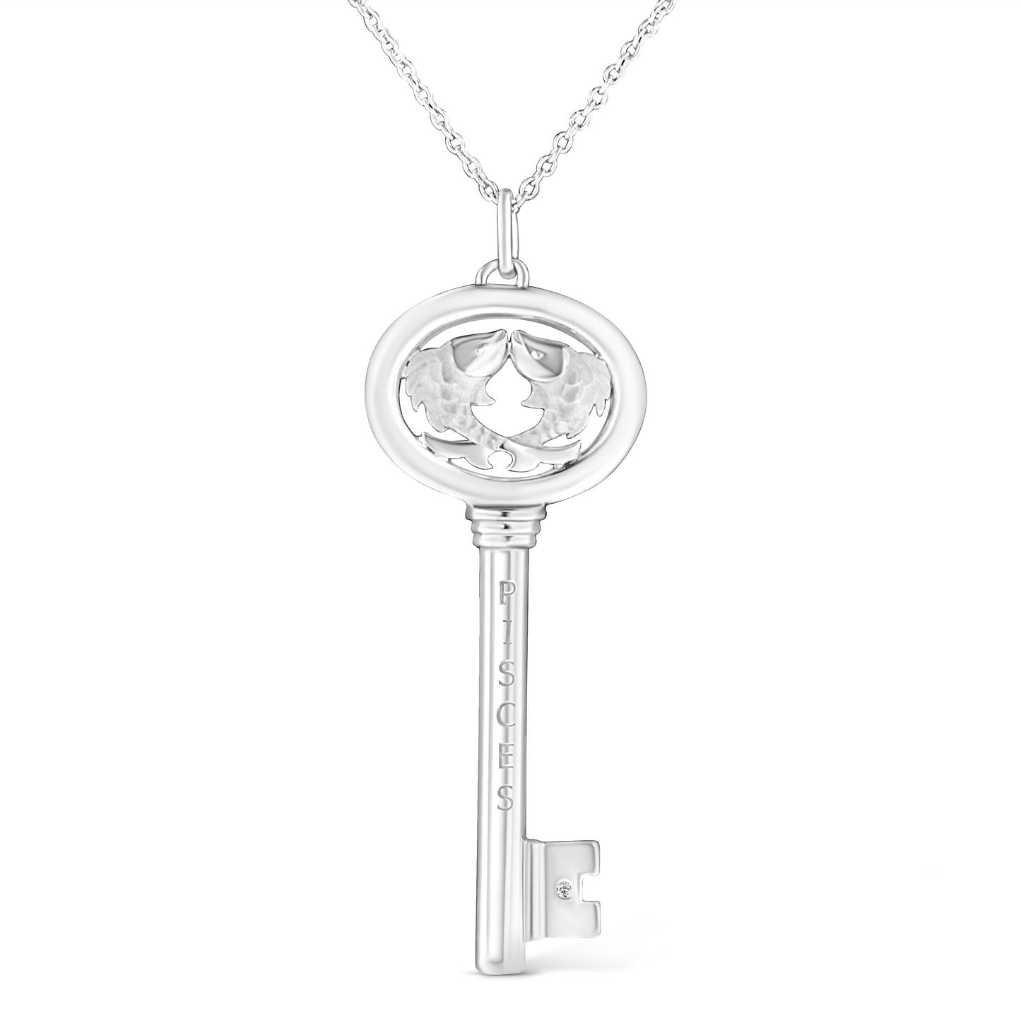 Collier Pendentif Clé du Zodiaque Vierge en Argent Sterling .925