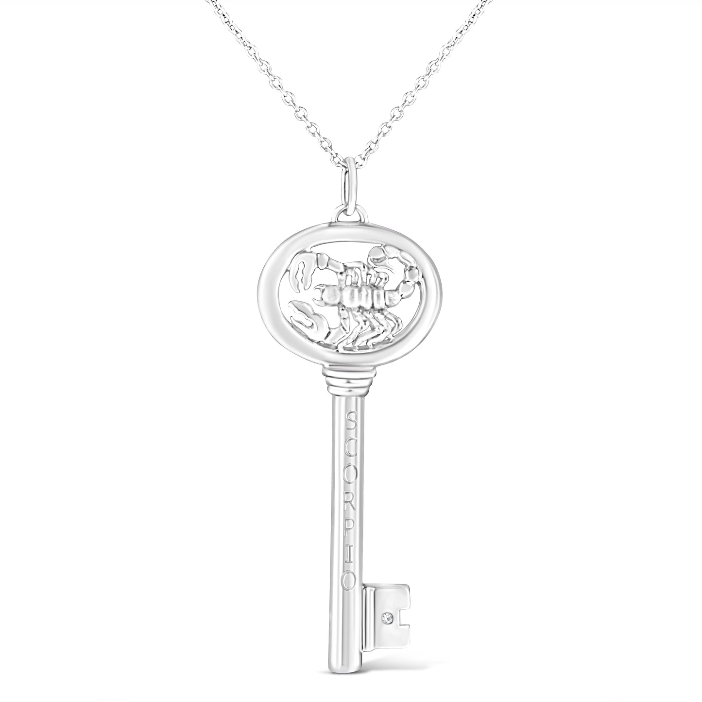Collier Pendentif Clé du Zodiaque Vierge en Argent Sterling .925