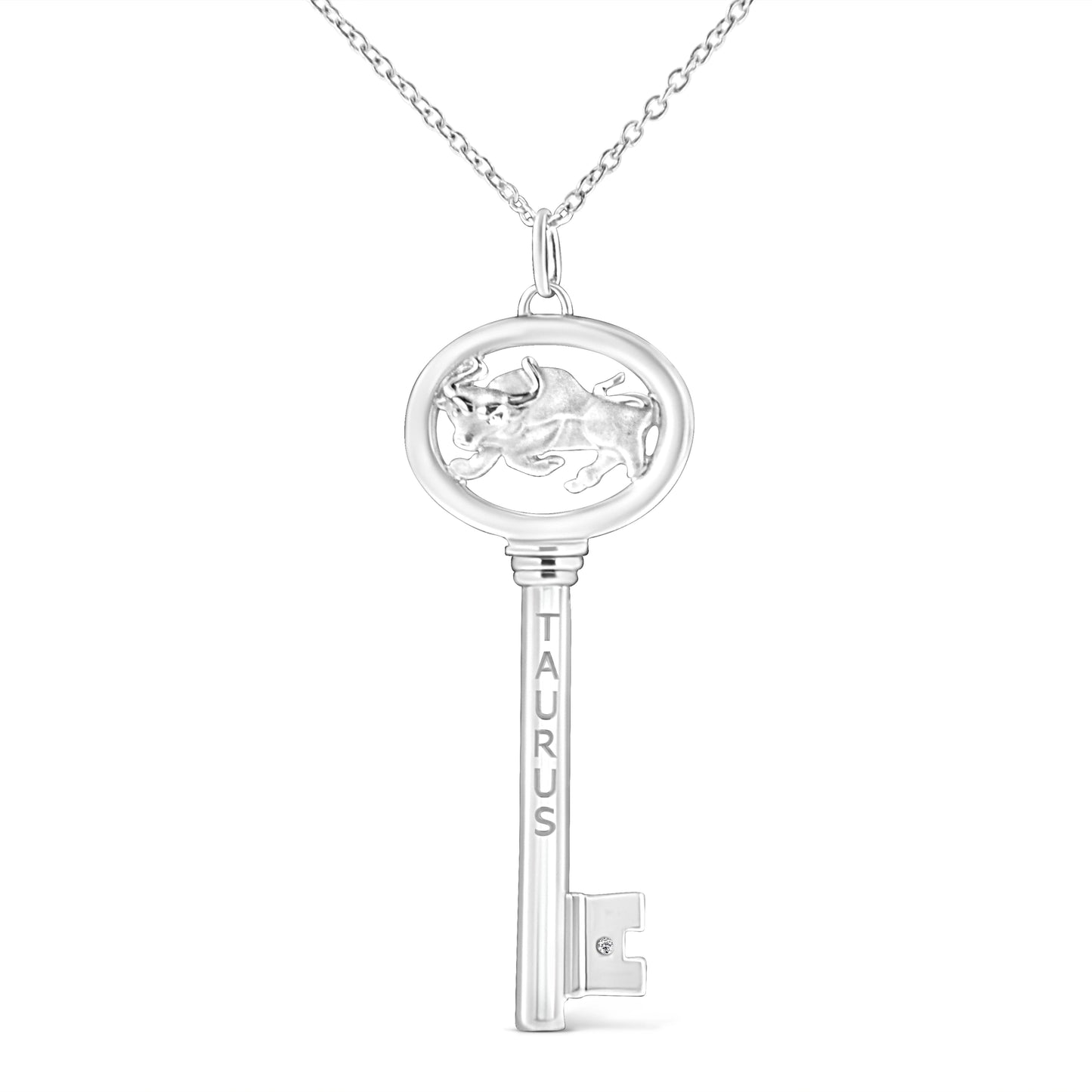 Collier Pendentif Clé du Zodiaque Vierge en Argent Sterling .925