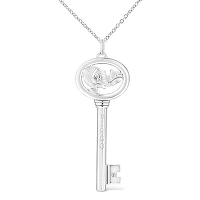 Collier Pendentif Clé du Zodiaque Vierge en Argent Sterling .925