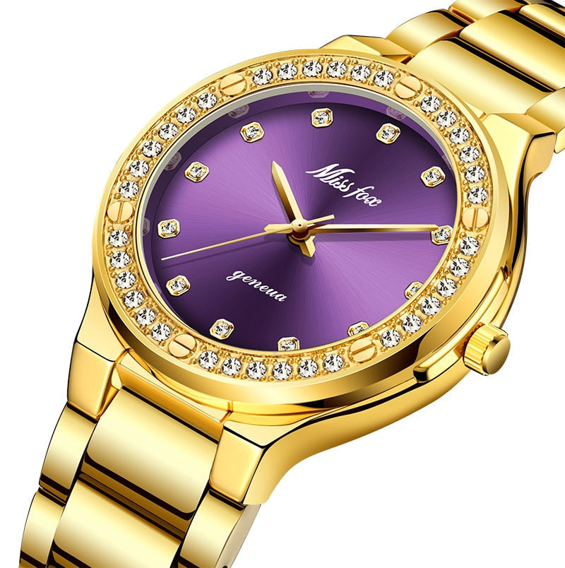 MISSFOX 2742 Elegant Woman Watch Luxury Brand Female Wristwatch Japan Movt 30M Waterproof Gold Expensive Analog Geneva Quartz Watch - Korvel
