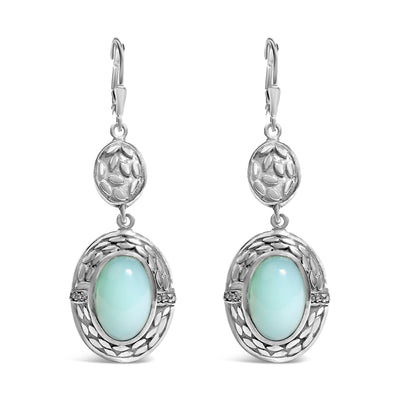 .925 Sterling Silver Chalcedony and Diamond Accent Earrings