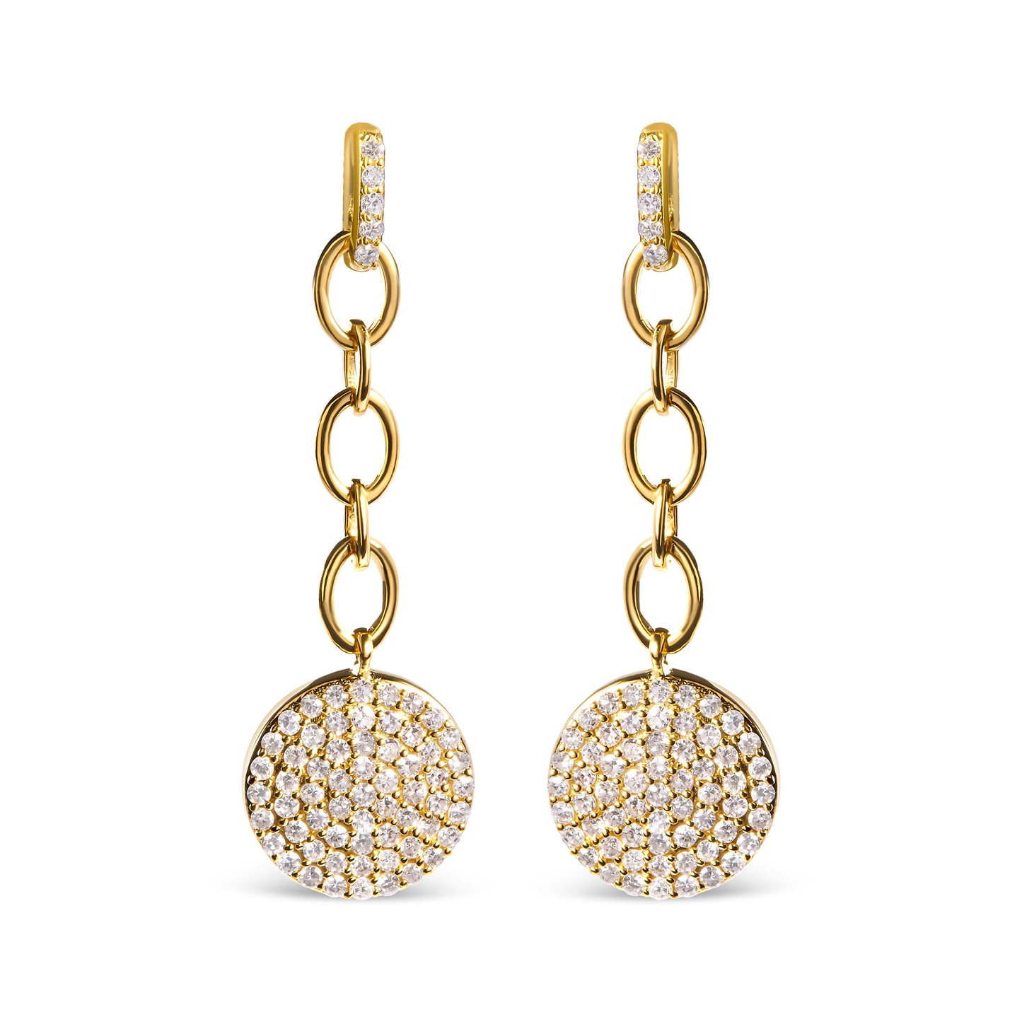 Pendientes Colgantes de Diamantes en Chapado de Oro Amarillo de 18K