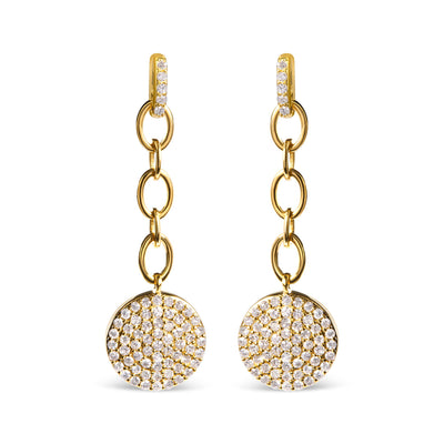 Pendientes Colgantes de Diamantes en Chapado de Oro Amarillo de 18K