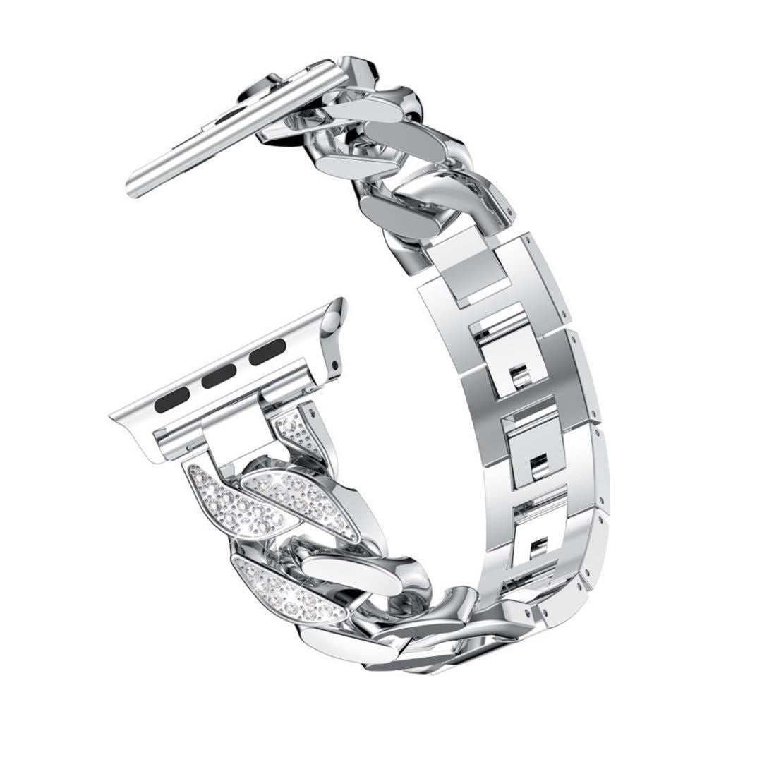 Suitable For Samsung Huawei 22mm Watch With Apple 7654321 Generation SE Single Row Diamond-Encrusted Denim Chain Alloy Wristband - Korvel