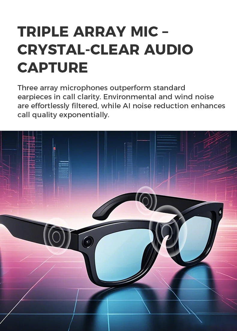Bluetooth AI shooting glasses Bluetooth call voice assistant real-time translation 5-megapixel shooting stabilization - Korvel