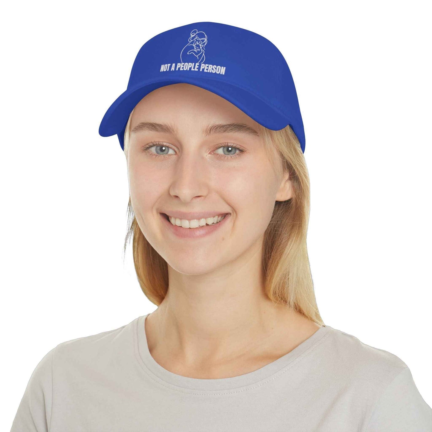 Casquette en coton à profil bas avec art linéaire de chat "Pas une personne sociable"