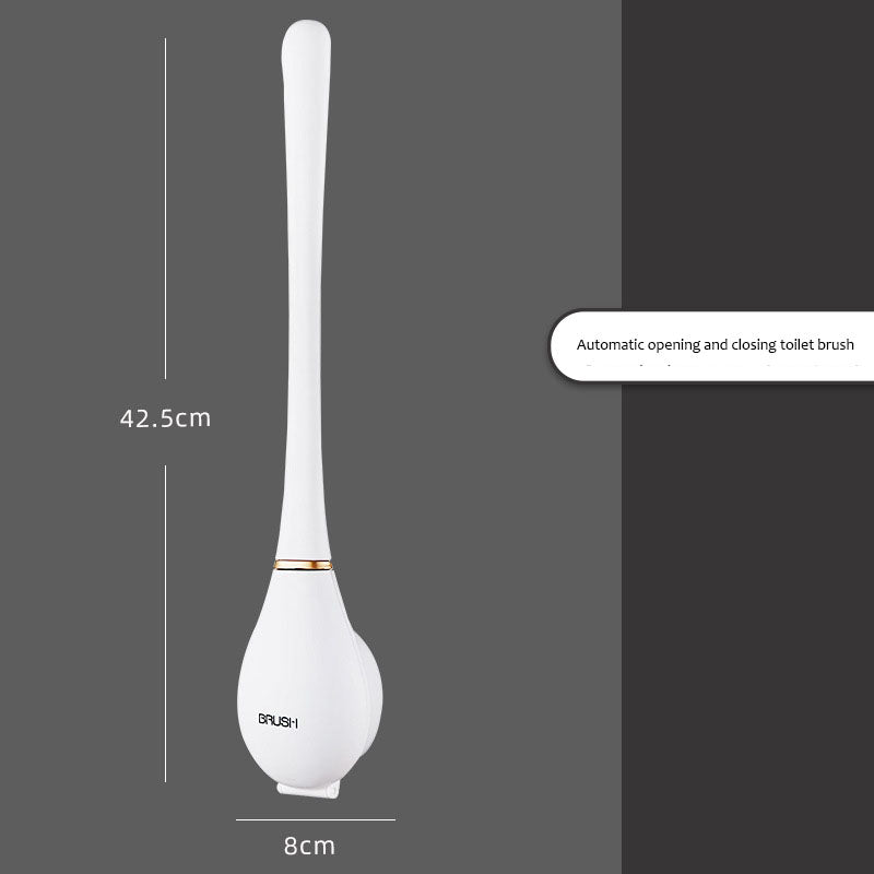 Non perforated wall mounted toilet brush with base, household dead corner cleaning silicone long handle - Korvel