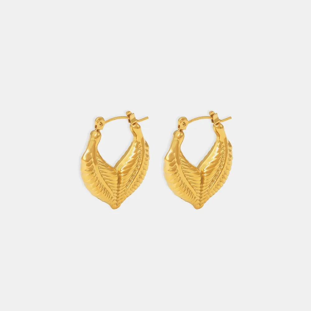 Leaf patchwork heart-shaped earrings with a niche design and titanium steel earrings - Korvel