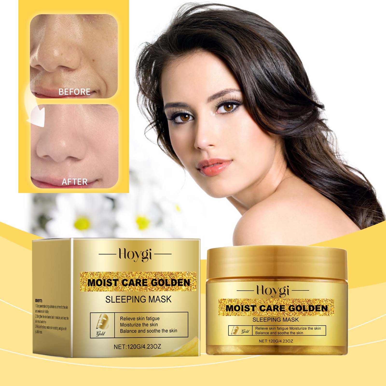 Gold Sleeping Mask, Moisturizing, Moisturizing, Moisturizing, Smoothing And Firming Skin Hydrating Mask - Korvel