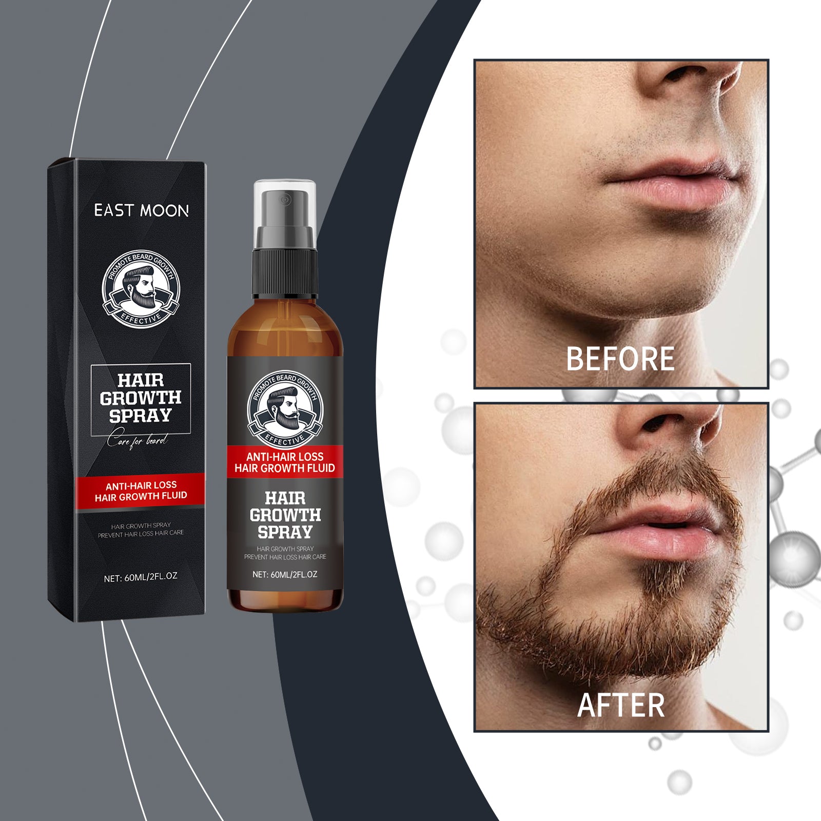 Facial Hair Treatment Spray, Men's Hair And Beard Nourishing Moisturizing And Enriching Facial Hair Repair Spray - Korvel