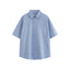 Patch Striped Casual Loose Short Sleeve Shirt for Men