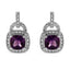 .925 Sterling Silver Amethyst & Diamond Accent Dangle Earrings