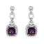 Pendientes de Acero Inoxidable de Plata .925 con Amatista Púrpura y Acentos de Diamante
