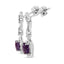 Pendientes de Acero Inoxidable de Plata .925 con Amatista Púrpura y Acentos de Diamante