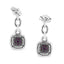Pendientes de Acero Inoxidable de Plata .925 con Amatista Púrpura y Acentos de Diamante