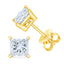 Boucles d'oreilles en diamant solitaire taille princesse en or jaune 14K