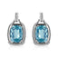 Pendientes Colgantes de Topacio Azul y Diamantes en Plata de Ley .925