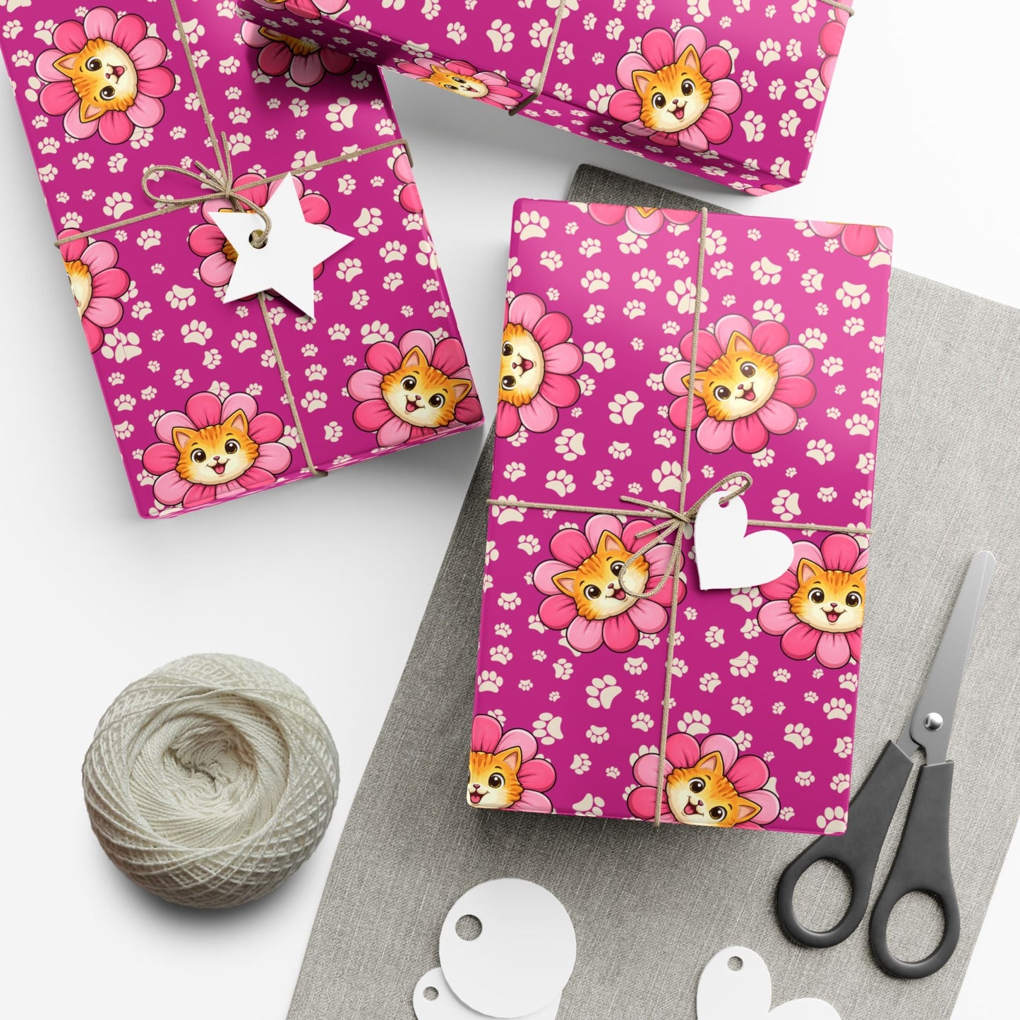 Pink Cat Blossom Gift Wrap | Adorable Cat Lover Wrapping Paper