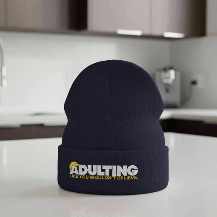 Adulting, comme vous ne le croiriez pas – Bonnet tricoté à revers