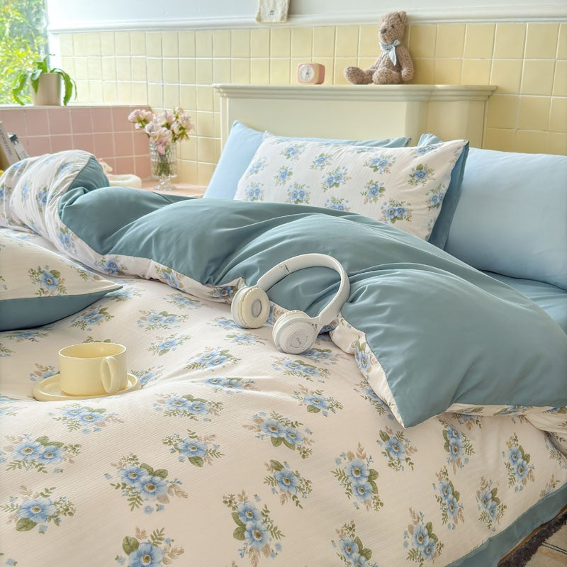 Juego de Ropa de Cama Jacquard de Cuatro Piezas de Doble Gasa