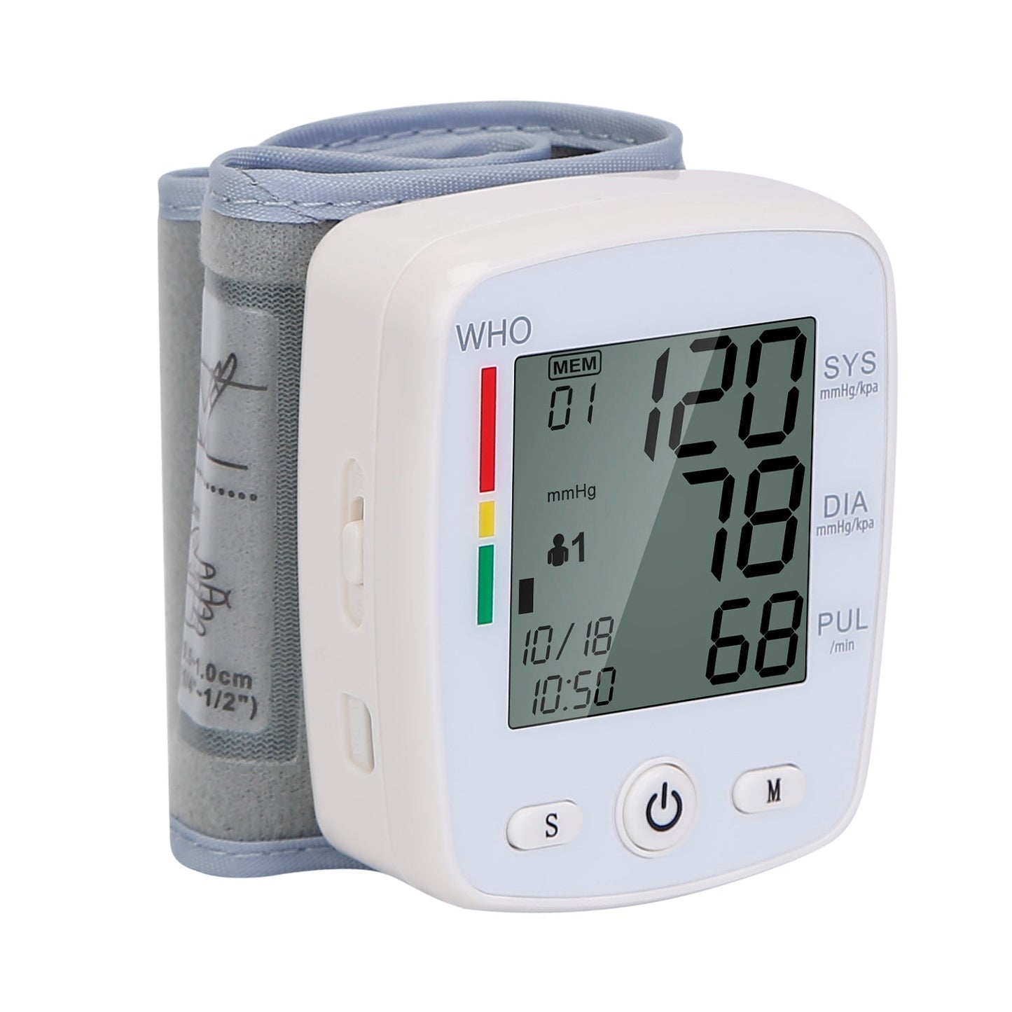 Digital Wrist Blood Pressure Monitor with Memory and LCD Display
