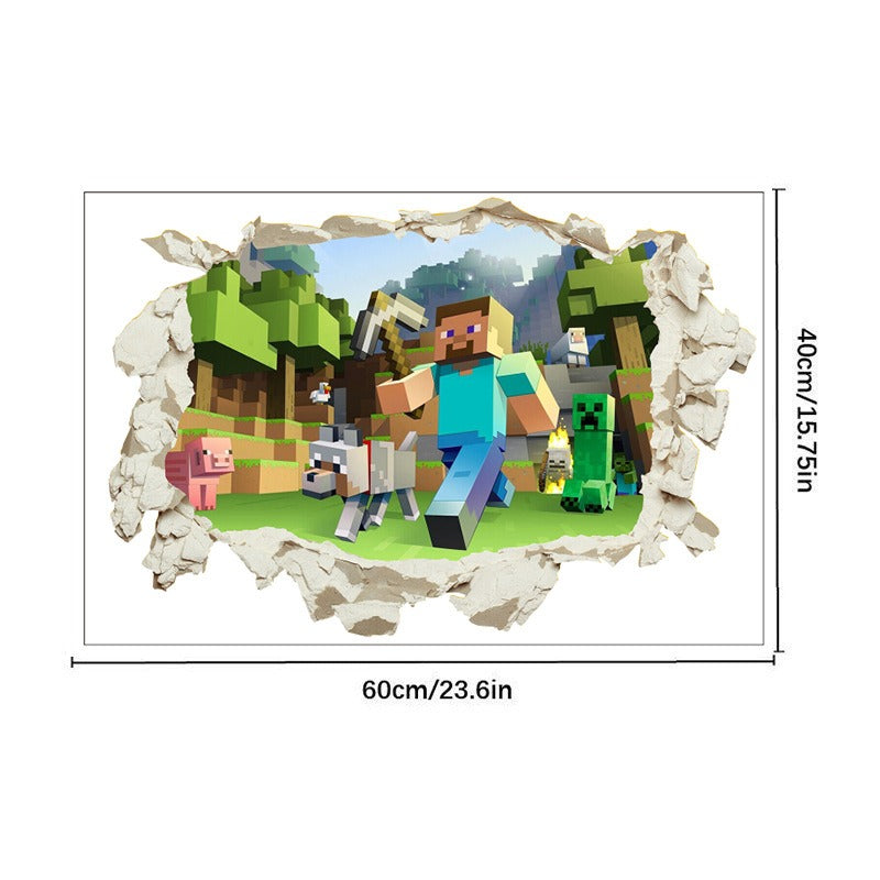 Minecraft run away My World Wall Stickers Living Room Children's Room Removable Decorative PVC Stickers - Korvel