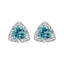 Boucles d'oreilles en argent sterling .925 avec topaze bleue taille trillion et accents en diamant