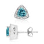 Boucles d'oreilles en argent sterling .925 avec topaze bleue taille trillion et accents en diamant