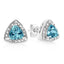 Boucles d'oreilles en argent sterling .925 avec topaze bleue taille trillion et accents en diamant