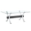 Dining table Modern tempered glass dining table Large modern office desk with silver plated metal legs and MDF crossbars - Korvel