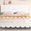 Queen Size Wood Platform Bed Frame, Retro Style Bed with Rectangular Headboard,No Need Box Spring,White - Korvel