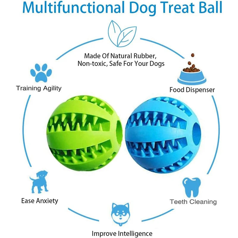 Dog Toy Ball Interactive Rubber Balls Puppy Chewing Toys Pet Tooth Cleaning Ball Cats Pets Food Treat Feeder Silicone Balls Toy - Korvel