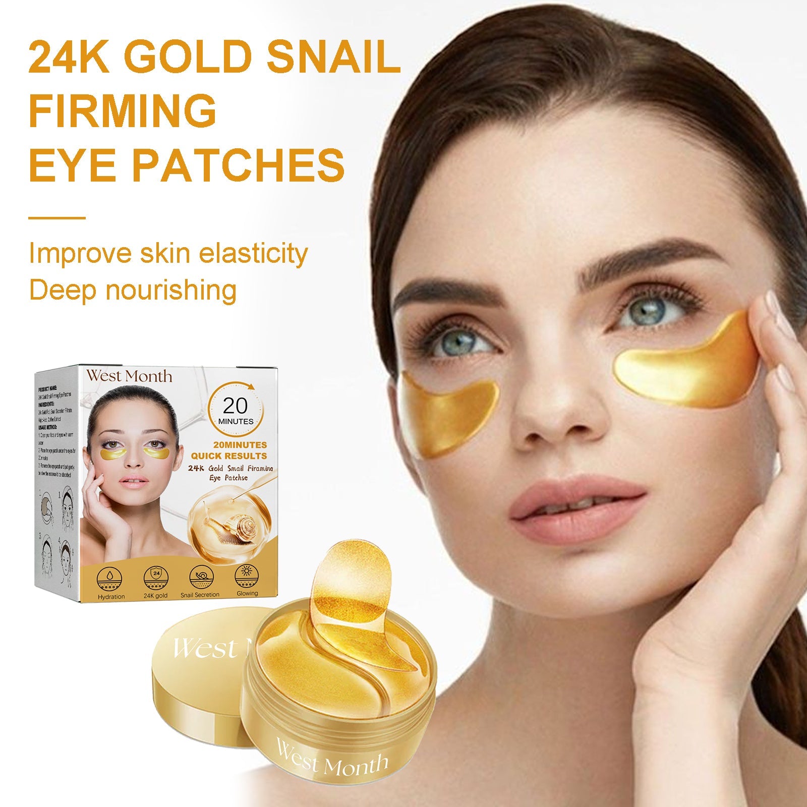 Gold Snail Eye Patch Hydrating Eye Patch Skin Care Around The Eyes - Korvel