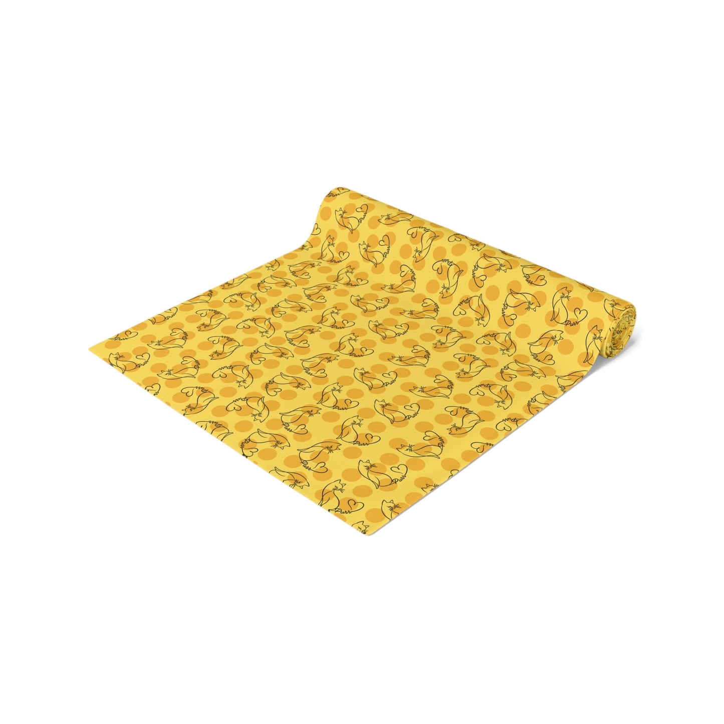 Golden Purr Cat Table Runner – Minimalist Line Art Design