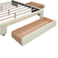 Full Size Upholstered Platform Bed with One Large Drawer in the Footboard and Drawer on Each Side Beige - Korvel