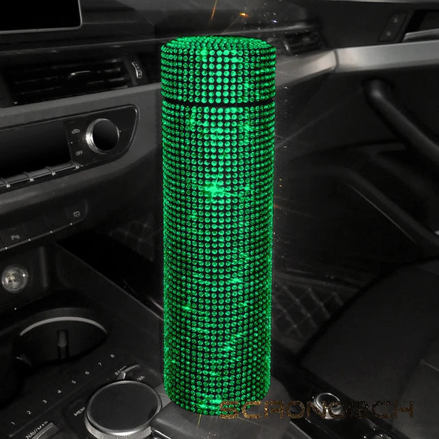Bling Rhinestone Thermos Bottle Insulated Double Wall Stainless Steel Water Bottle Coffee Travel Car Coffee Mug Cup Vacuum Flask - Korvel