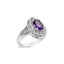 Bague cocktail en argent sterling .925 Art Déco avec améthyste violette - Taille 6