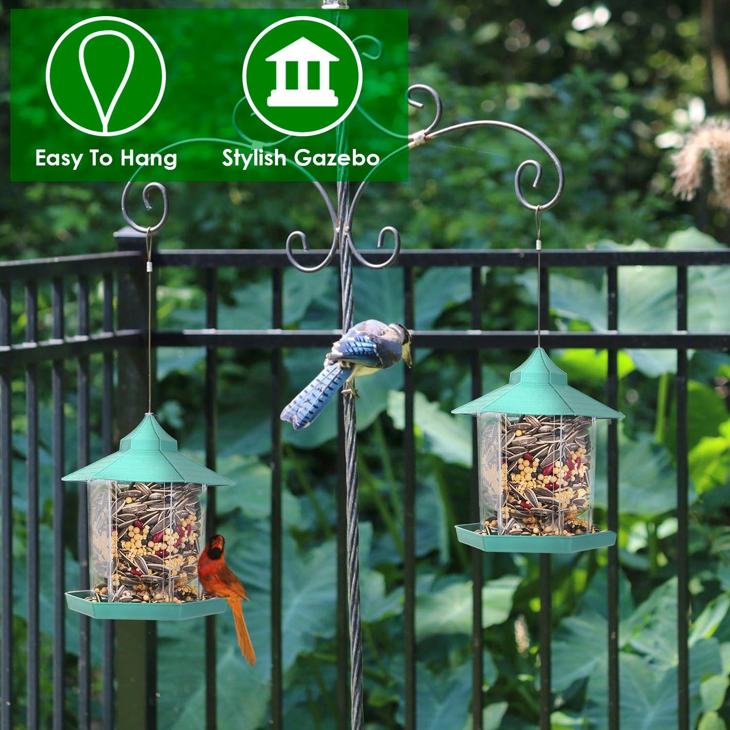 Comedero para Aves Silvestres en Forma de Gazebo Colgante con Gran Capacidad