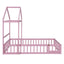 Wooden Full Size Children's Bed with Detachable Headboard and Integrated Clothes Drying Rack, Pink - Korvel