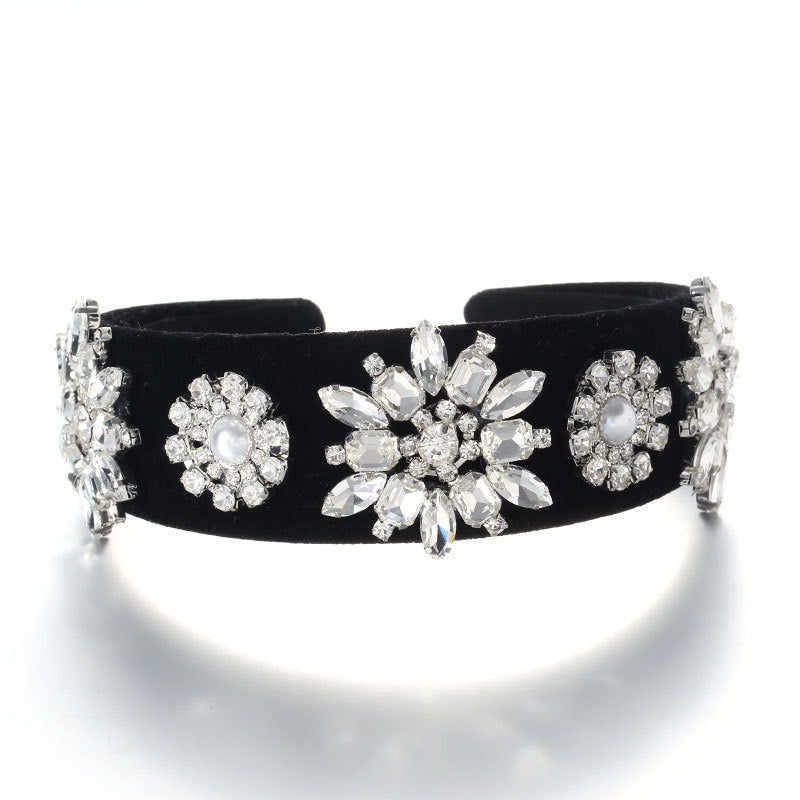 Serre-tête rétro en perles baroques et diamants d'eau
