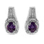 Boucles d'oreilles en argent sterling .925 avec améthyste naturelle ovale et accents de diamant