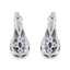 Boucles d'oreilles en argent sterling .925 avec améthyste naturelle ovale et accents de diamant