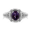 .925 Sterling Silver Amethyst and Diamond Accent Ring - Size 7