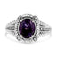 .925 Sterling Silver Amethyst and Diamond Accent Ring - Size 7