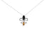 Collier Pendentif Fleur De Lis en Argent Sterling .925 avec Onyx, Citrine et Diamants