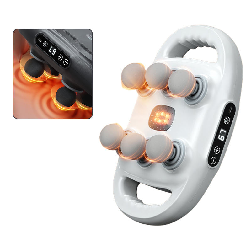 Vibrator Heated Fascial Gun Kneading Massage 6 Head Back Massage Gun For Muscles - Korvel