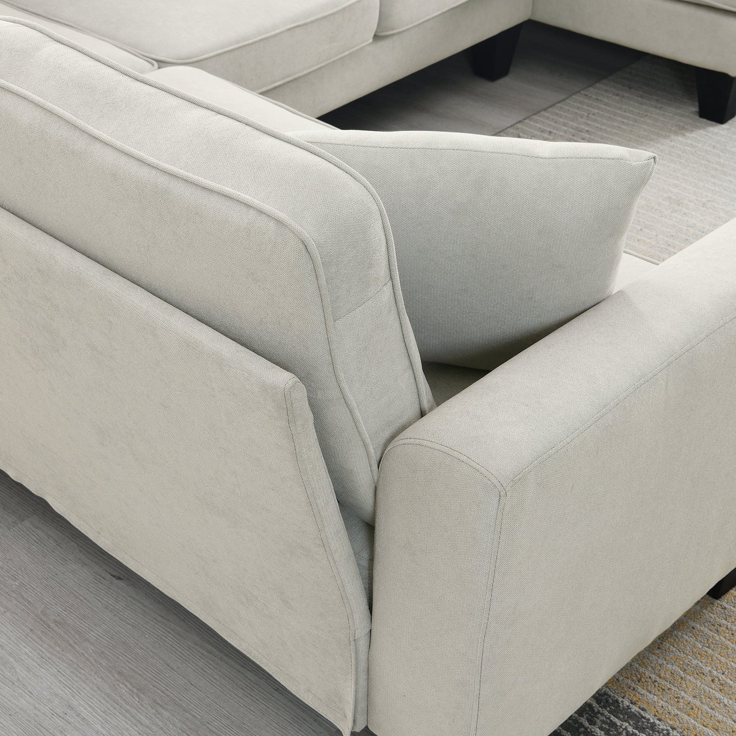 [VIDEO provided] [New] 108*85.5" Modern U Shape Sectional Sofa 7 Seat Fabric Sectional Sofa Set - Korvel