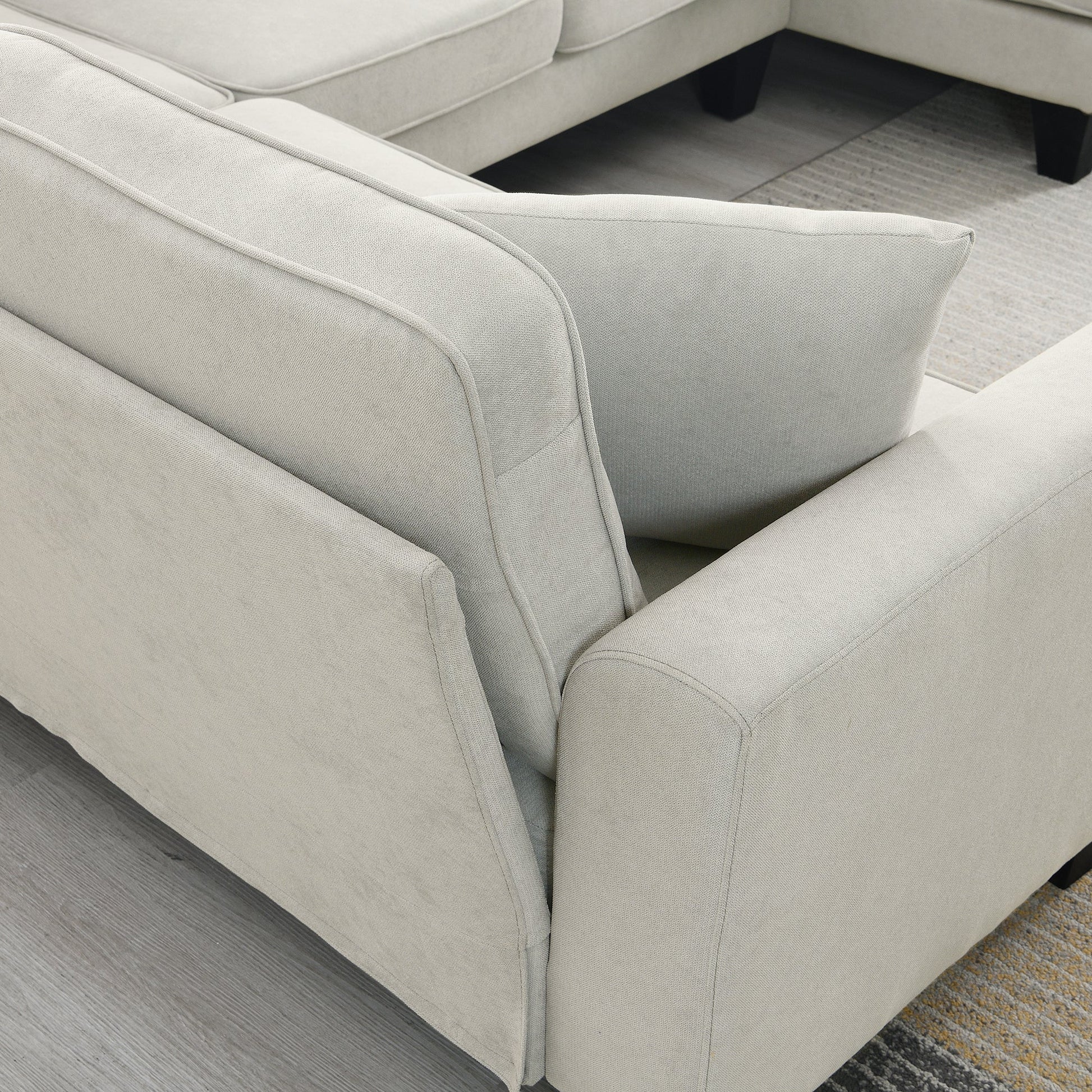 [VIDEO provided] [New] 108*85.5" Modern U Shape Sectional Sofa 7 Seat Fabric Sectional Sofa Set - Korvel