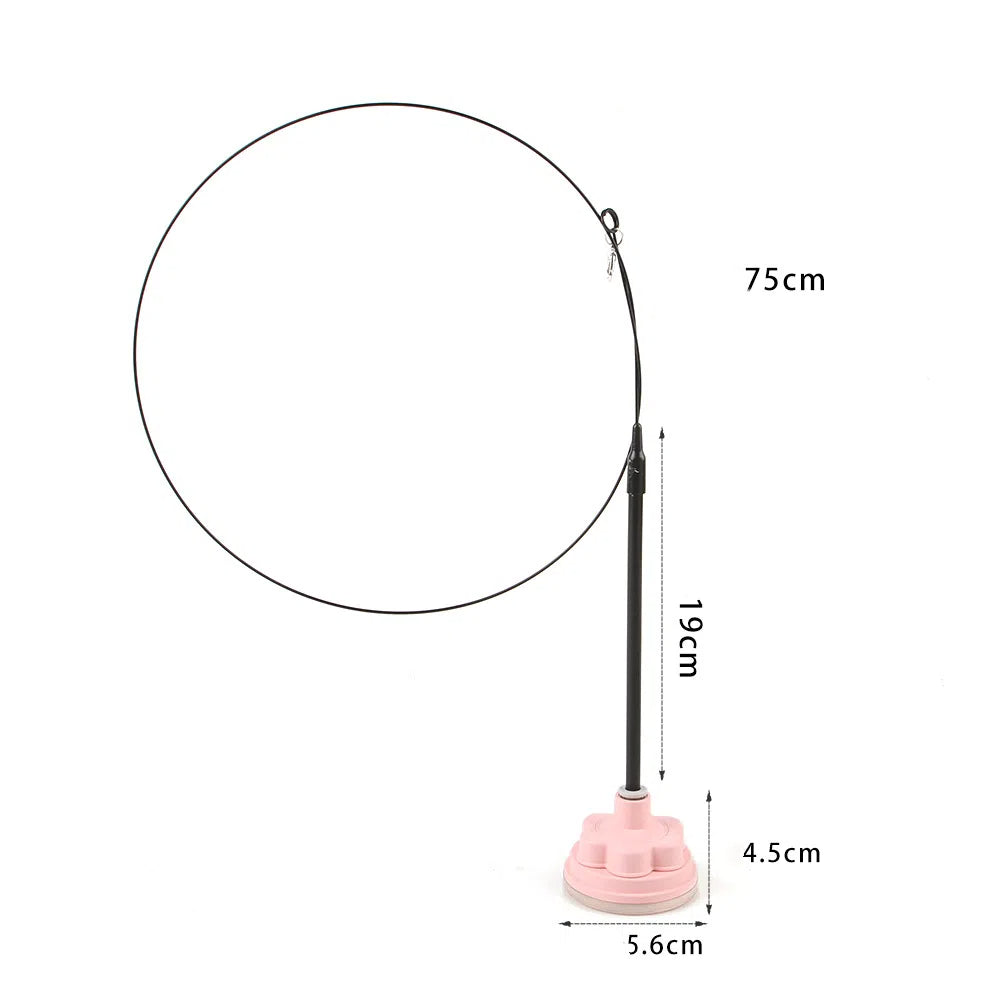 Suction cup cat toy stick that can be attached and held with steel wire multi head interchangeable cat toy and pet supplies - Korvel